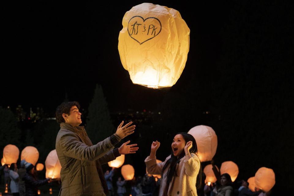 Loved up: Noah Centineo as Peter Kavinsky and Lana Condor as Lara Jean