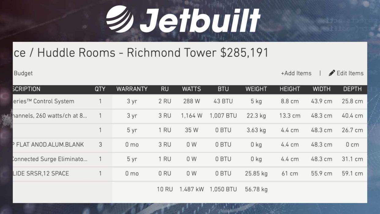  A look at the technical data fields on Jetbuilt's latest update. 