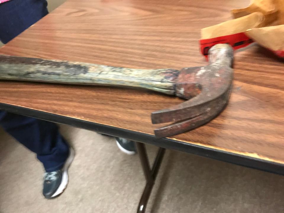 This is the bloody hammer that was used to brutally beat 78-year-old Cortney "Dick" Crandall to death.