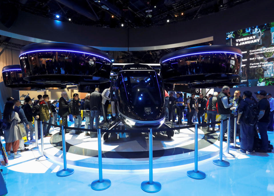 The Bell Nexus, a vertical take-off and landing (VTOL) aircraft is displayed during the 2019 CES in Las Vegas, Nevada, U.S. January 8, 2019. REUTERS/Steve Marcu