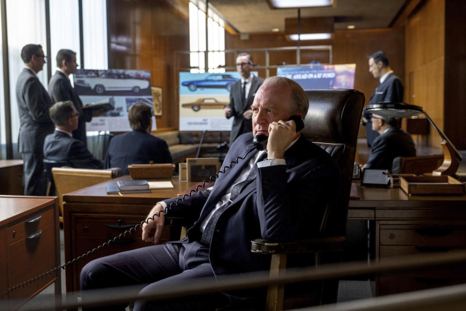 This image released by 20th Century fox shows Tracy Letts in a scene from "Ford v. Ferrari," in theaters on Nov. 15. (Merrick Morton/20th Century Fox via AP)