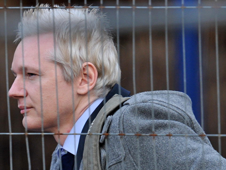 WikiLeaks founder Julian Assange arrives at Belmarsh Magistrates' Court, sitting at Woolwich Crown Court in south-east London, on January 11, 2011. Assange continues his fight against extradition to Sweden for alleged sexual assault. AFP PHOTO/LEON NEAL (Photo credit should read LEON NEAL/AFP via Getty Images)