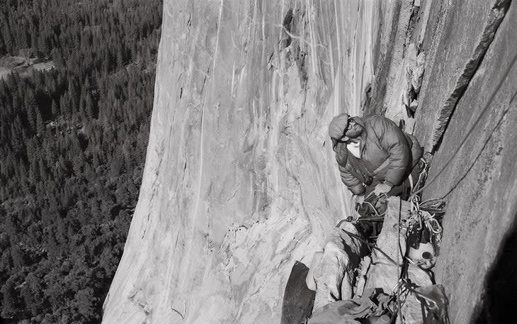 Royal Robbins climbing on El Capitan, Yosemite.