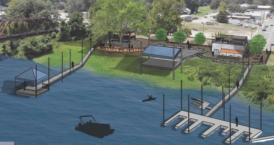 An artist's rendering shows the planned fishing pier on the Ouachita River in West Monroe. The city has received to grant from the Louisiana Department of Wildlife and Fisheries to build the pier.