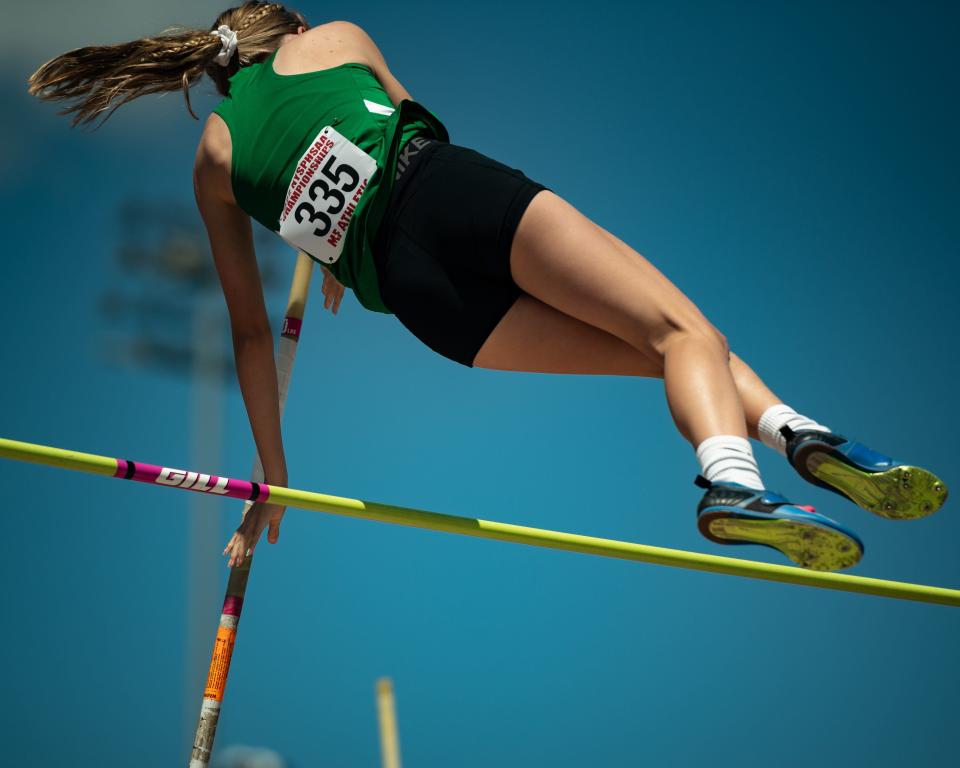 Herkimer's Melia Couchman competes in the pole vault during the 2022 NYSPHSAA Outdoor Track and Field Championships in Syracuse on Friday, June 10, 2022.