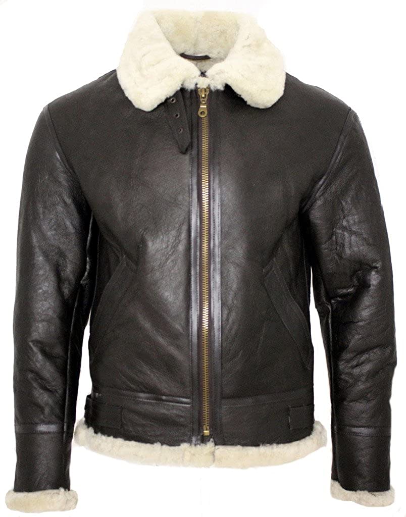Infinity Men's Cream B3 Shearling Sheepskin World War 2 Bomber; best shearling coats; best shearling jackets