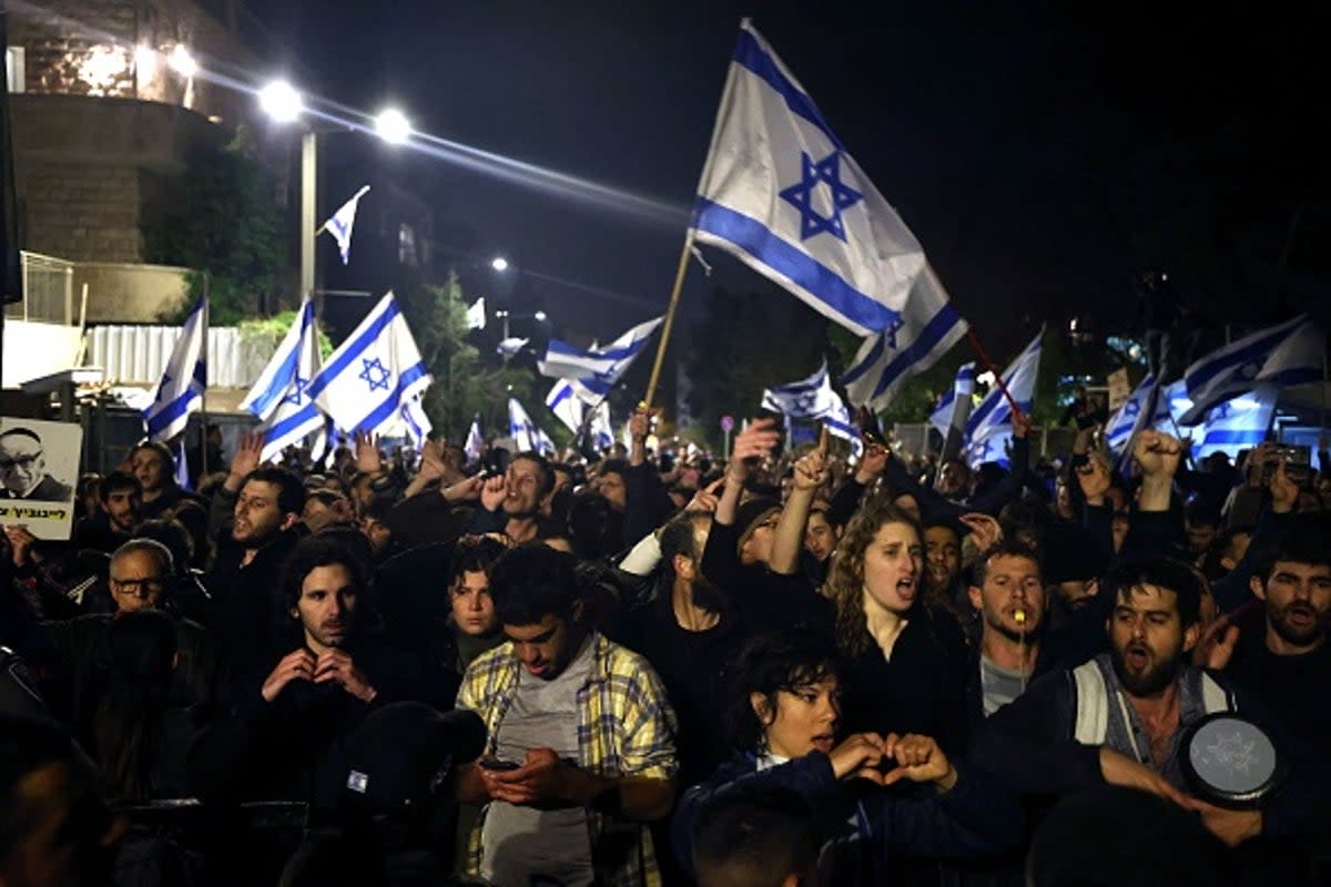 Israeli Prime Minister Benjamin Netanyahu on fired Defence Minister Yoav Galant a day after he broke ranks (AFP via Getty Images)