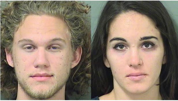 Authorities say David Ziskowski and Megan Ohara left the woman's name and telephone number in the guestbook of a South Florida art gallery before stealing about $6,000 worth of jewelry.