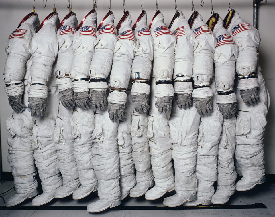 Apollo spaceflight training suits, 1978. - Credit: Hiro/Courtesy of Hiro Studio