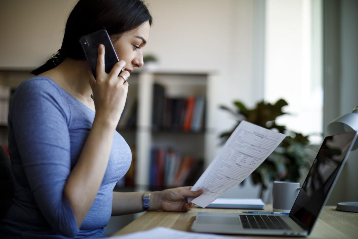 Young woman working from home