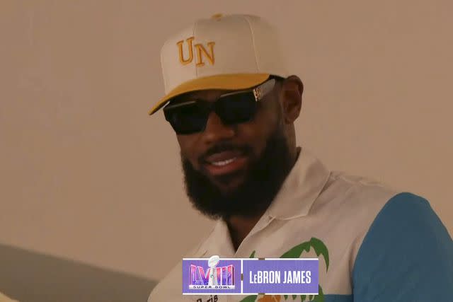 <p>CBS</p> LeBron James at the 2024 Super Bowl