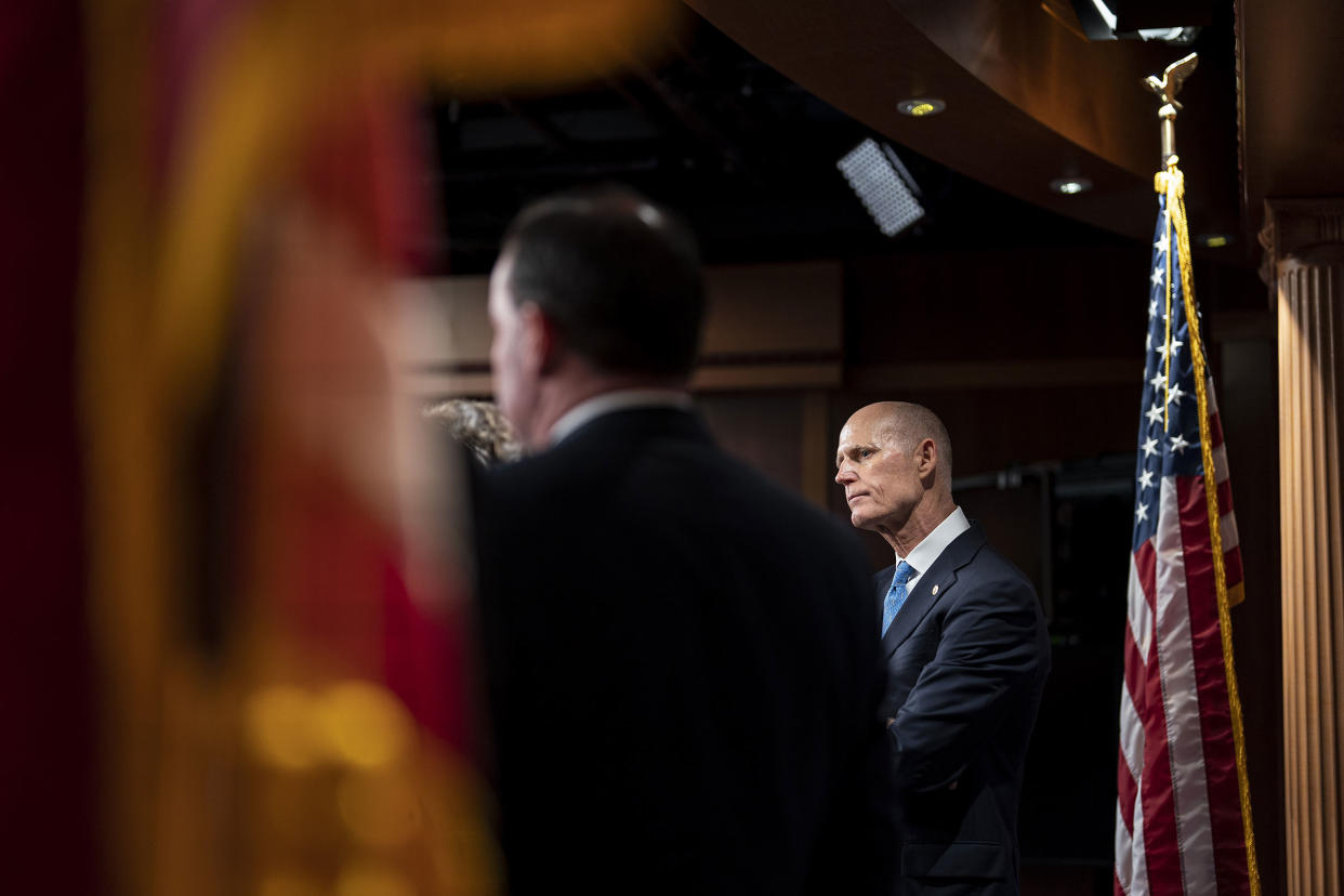 Senator Rick Scott during a news conference at the U.S. Capitol in Washington, on Dec. 7, 2022.