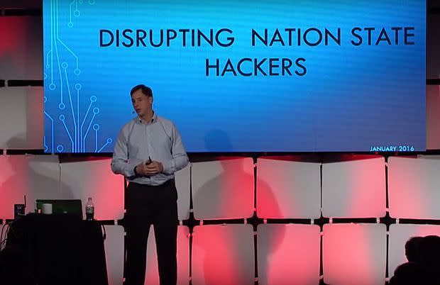 Former NSA hacker Rob Joyce, the current White House cybersecurity coordinator, gives a talk in January 2016.