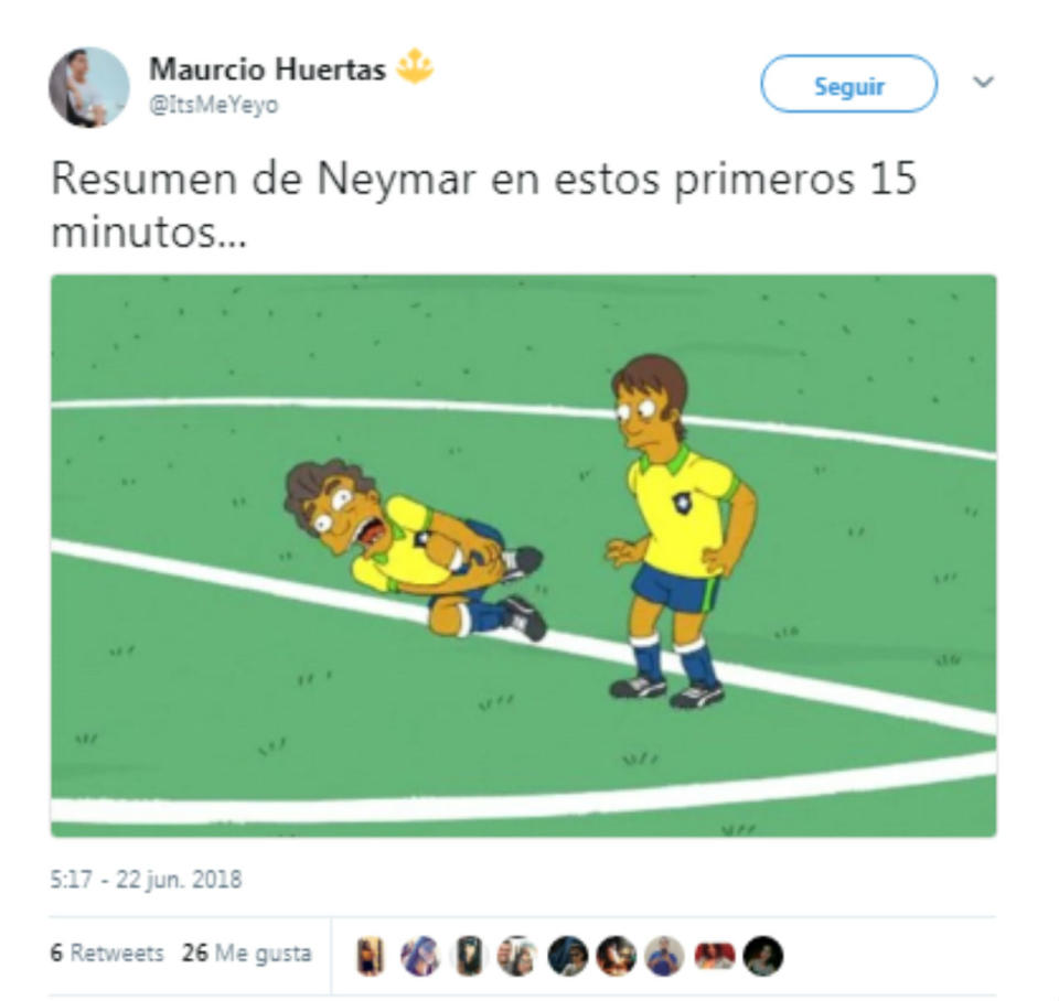 Las redes sociales se burlan de los piscinazos de Neymar durante el Mundial