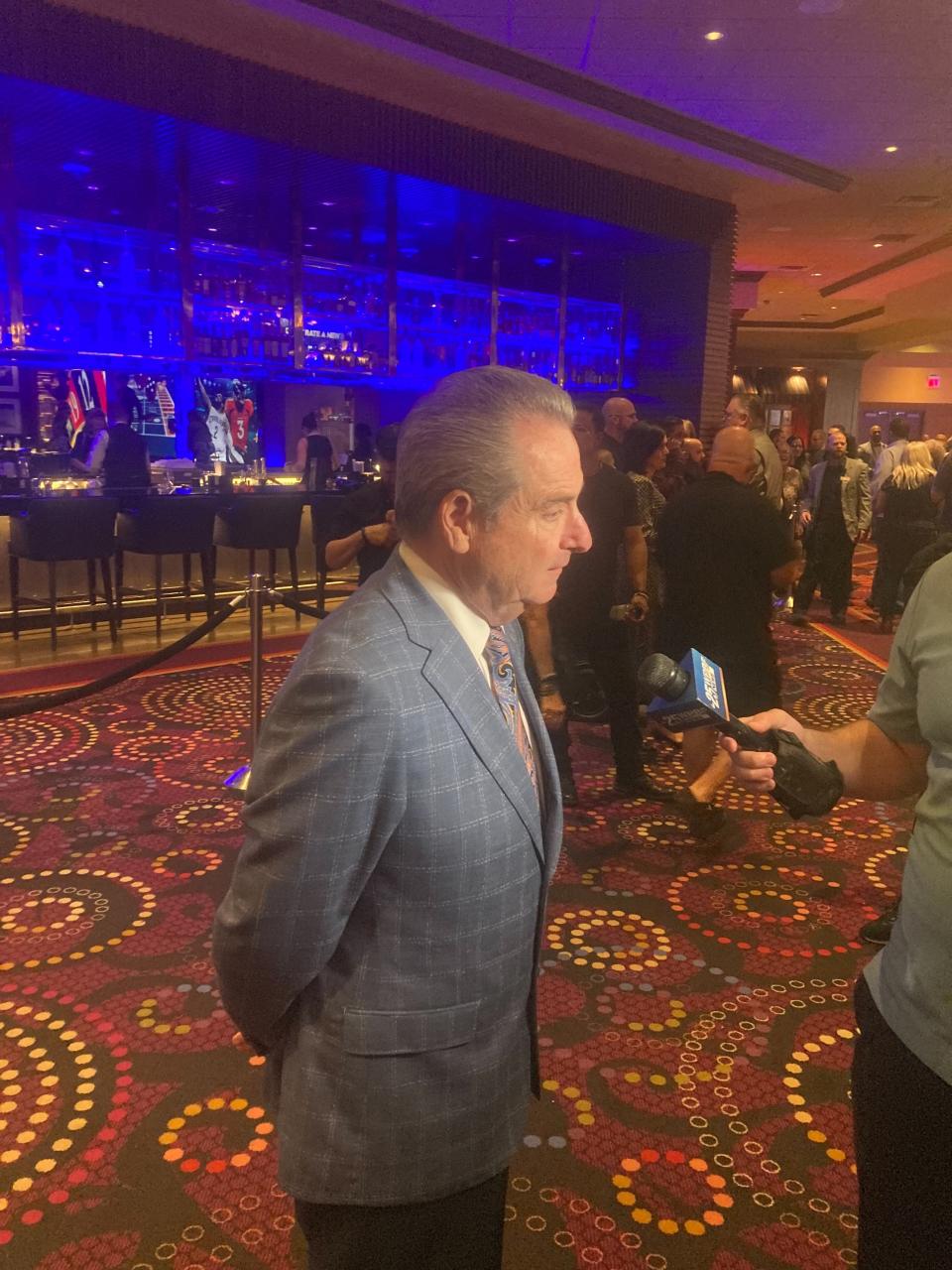 Celebrities and sports bettors celebrate the opening of a sports wagering at Seminole Hard Rock Hotel & Casino in Hollywood.