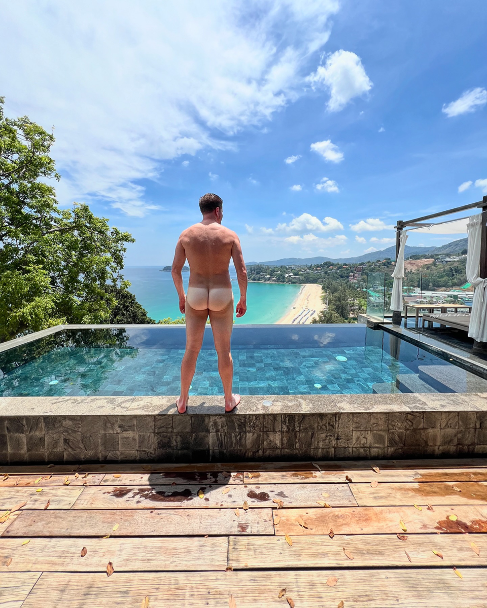 MAFS’ Bryce Ruthven showing off his tan lines in Thailand.