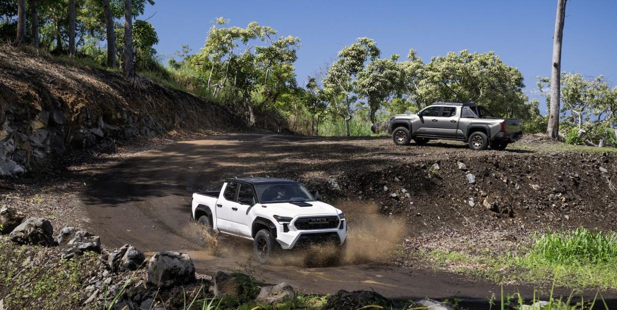 collection of 2024 toyota tacoma press images highlights trd pro and trailhunter models