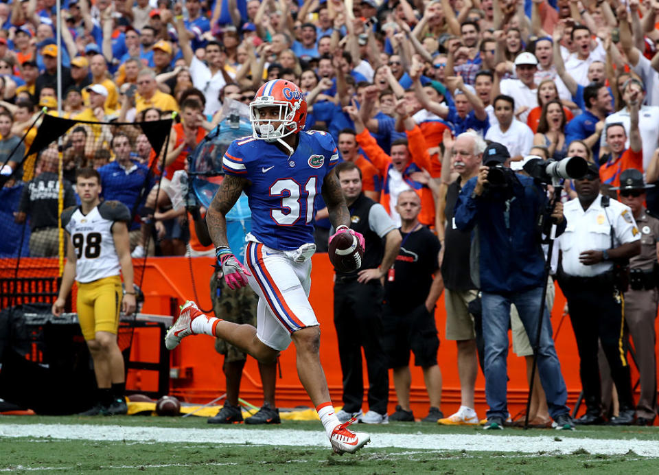 Teez Tabor is leaving Florida for the NFL draft. (Photo by Sam Greenwood/Getty Images)