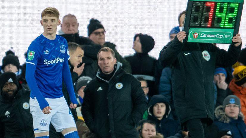 Gordon is preparing to come on as a substitute against Leicester