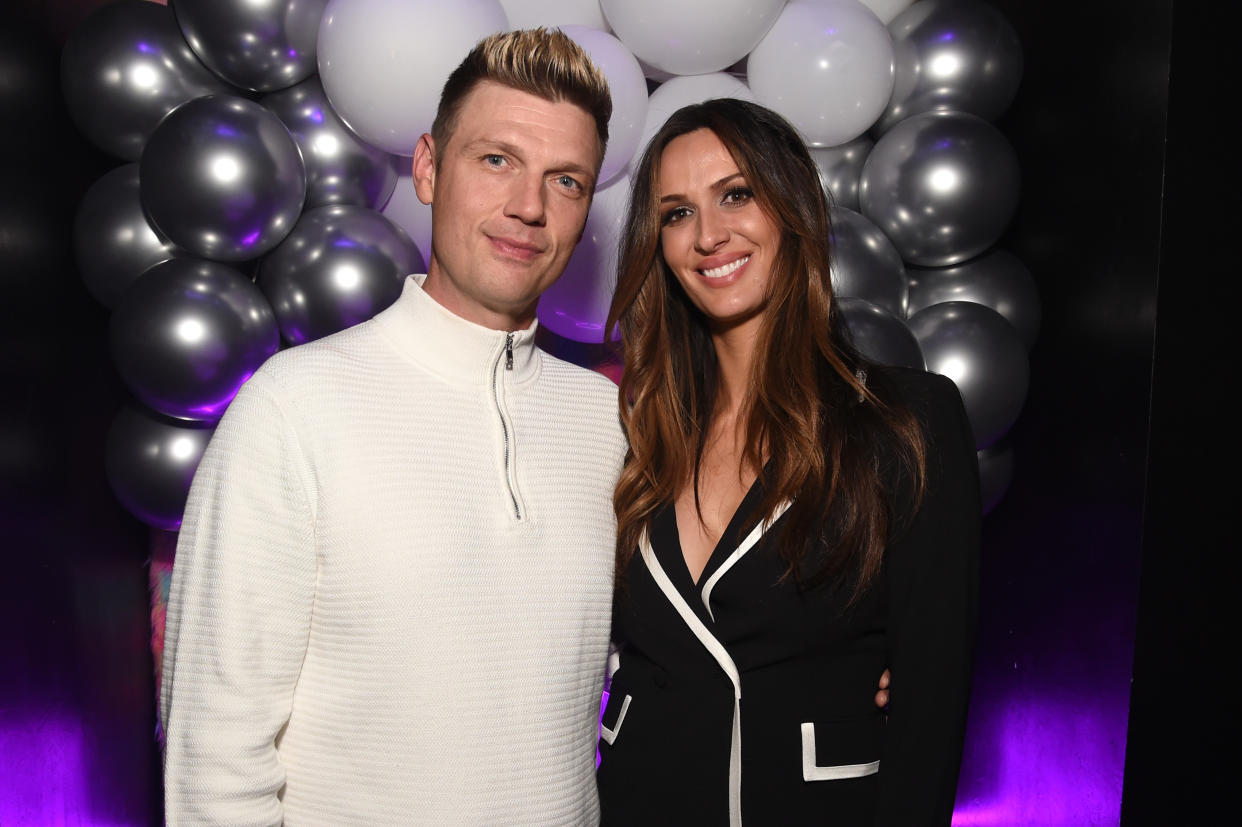 WEST HOLLYWOOD, CALIFORNIA - JANUARY 18: (L-R) Nick Carter and Angel Conrad attend Songs For Tomorrow: A Benefit Concert in support of On Our Sleeves, The Movement for Children's Mental Health at Heart Weho on January 18, 2023 in West Hollywood, California. (Photo by Michael Kovac/Getty Images for On Our Sleeves)