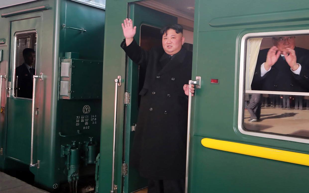 North Korean leader Kim Jong-un departs Pyongyang Station for the second North Korea-US summit meeting in Hanoi - AFP