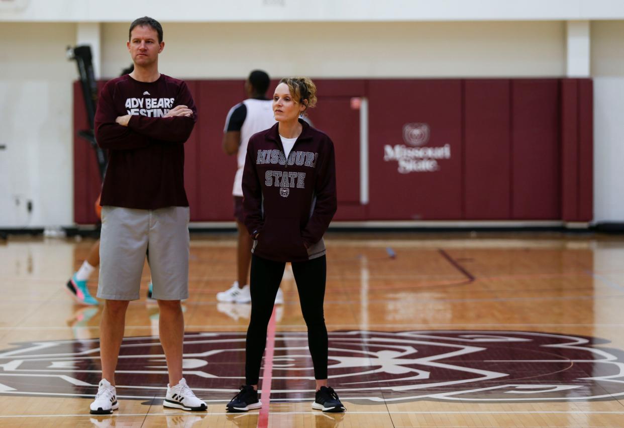 Missouri State Lady Bears coach Jackie Stiles during practice on Wednesday, March 27, 2019.