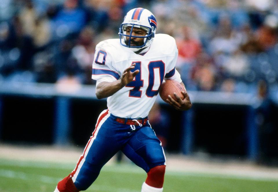 Buffalo Bills running back Robb Riddick in action against the Atlanta Falcons at Fulton County Stadium.