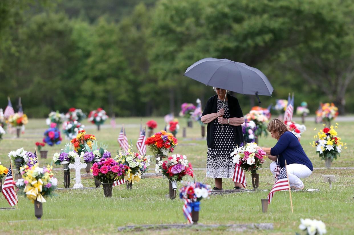 Visitors pay their respects on a past Memorial Day at the Coastal Carolina State Veterans Cemetery in Jacksonville.