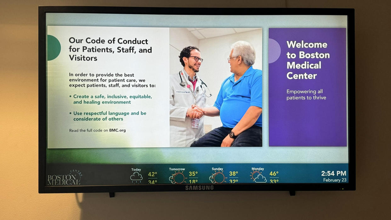  The updated digital signage at Boston Medical Group. . 