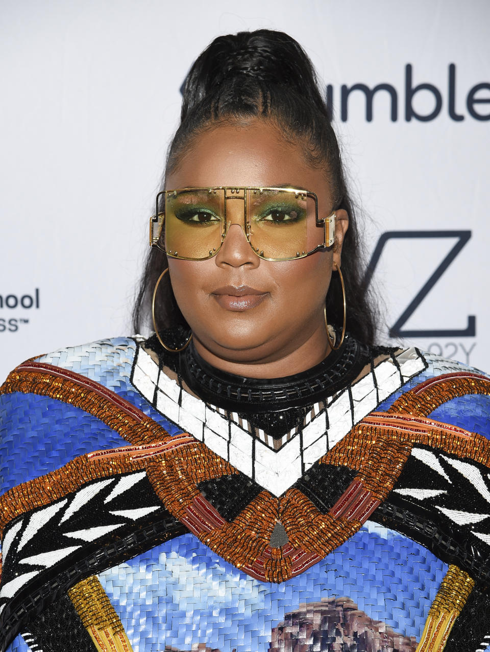 Singer Lizzo poses backstage before her appearance at the 92nd Street Y on Friday, Sept, 20, 2019, in New York. (Photo by Evan Agostini/Invision/AP)