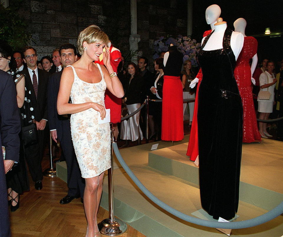 <p>Later in June, Diana returned to New York to attend a gala party to launch an auction of some of her most <a rel="nofollow noopener" href="http://www.goodhousekeeping.com/beauty/fashion/g4362/princess-diana-dresses/" target="_blank" data-ylk="slk:iconic dresses;elm:context_link;itc:0;sec:content-canvas" class="link ">iconic dresses</a> with Christie's. <em><a rel="nofollow noopener" href="http://www.nytimes.com/1997/06/26/nyregion/diana-cleans-out-her-closet-and-charities-just-clean-up.html" target="_blank" data-ylk="slk:The New York Times;elm:context_link;itc:0;sec:content-canvas" class="link ">The New York Times</a> </em>reported that the sale of 79 cocktail and evening dresses belonging to the Princess brought in $3.25 million for the charities she supported. The sought-after designs included Victor Edelstein's ink blue velvet gown that Diana wore when she danced at the White House with John Travolta. It sold for $222,500. </p>