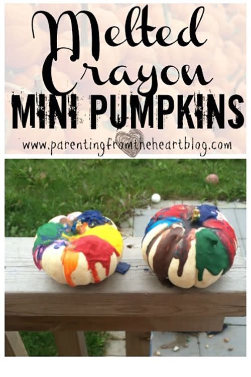 Melted Crayon Mini Pumpkins