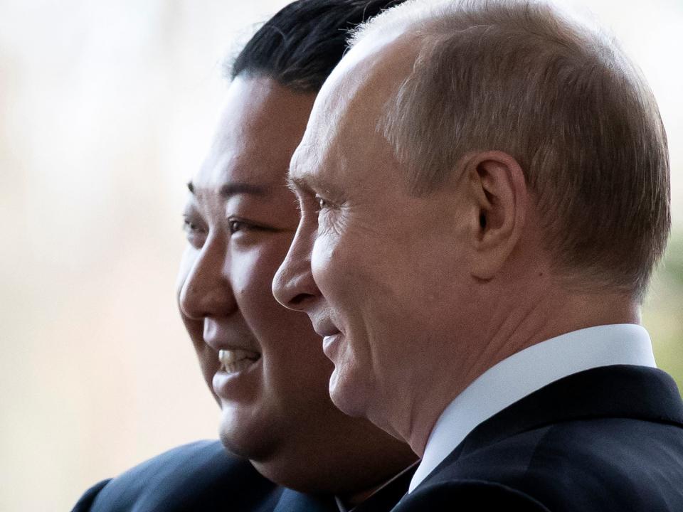 Russian President Vladimir Putin with North Korean leader Kim Jong Un in April 2019.