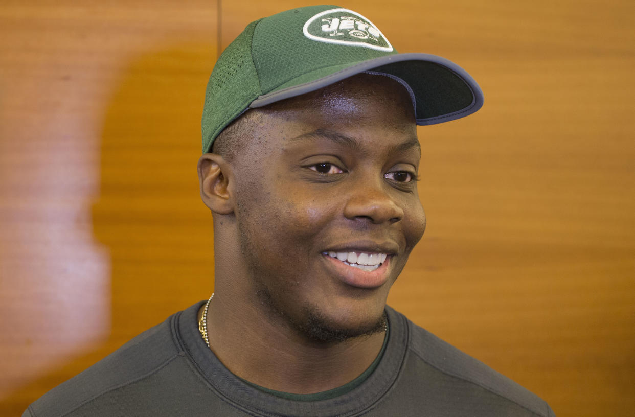 Happy to be back: The surgeon who repaired Teddy Bridgewater’s knee in 2016 described the severity of the injury. Bridgewater, now with the Jets, has been playing well this preseason. (AP)