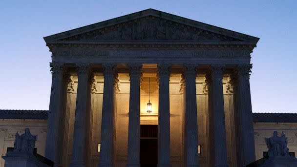 PHOTO: The U.S. Supreme Court is seen before sunrise on Capitol Hill in Washington, March 21, 2022. (Jose Luis Magana/AP, FILE)