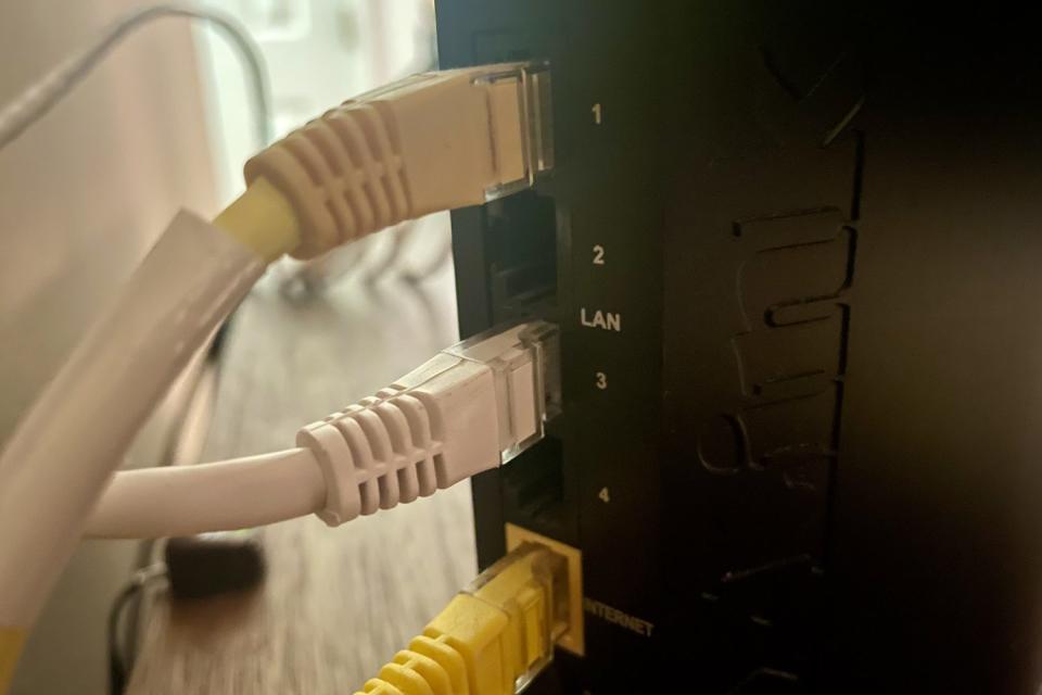 The Ethernet LAN port on the back of a router.