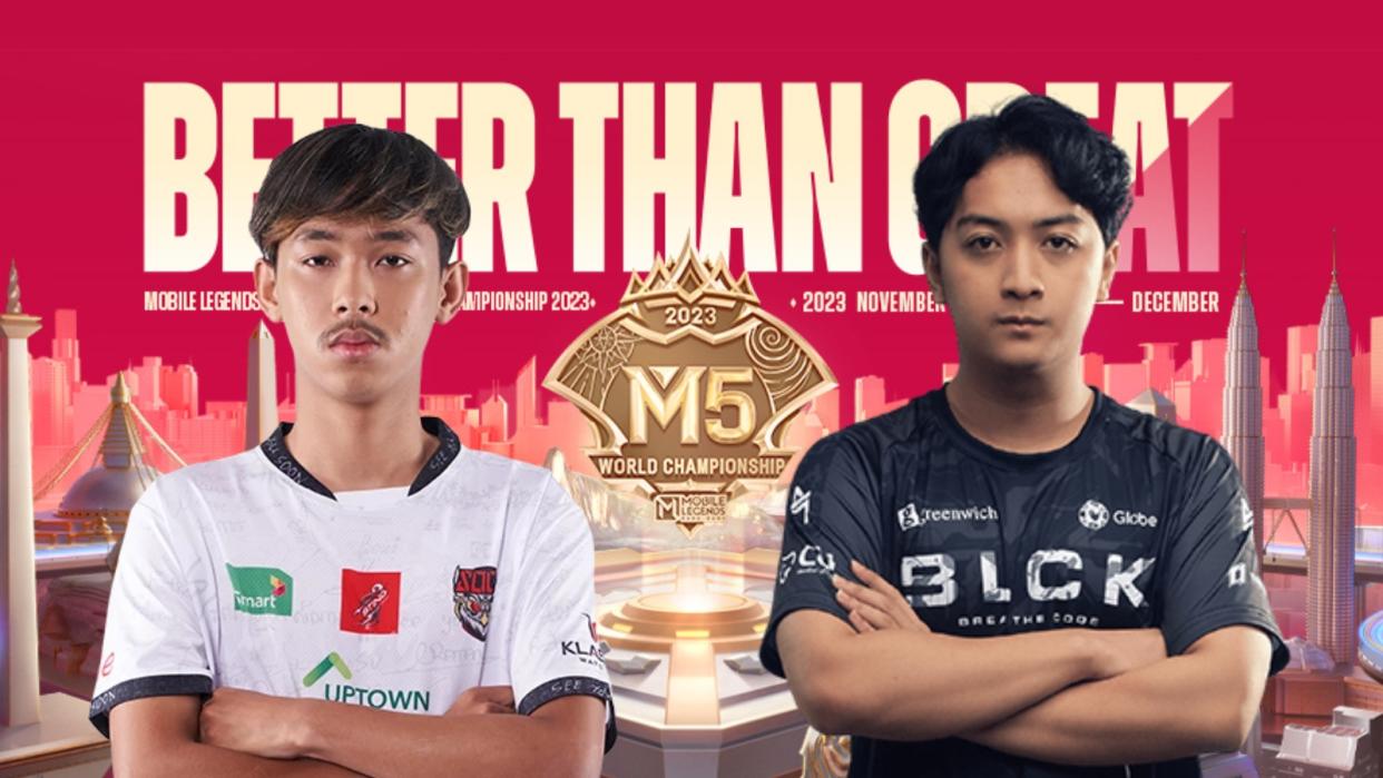 See You Soon and Blacklist International survived the first round of the M5 World Championship's lower bracket after defeating Burmese Ghouls and Fire Flux Esports. Pictured: See You Soon Raa, Blacklist International Oheb. (Photo: MOONTON Games)