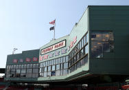 BOSTON, MA - APRIL 20: A view of the Fenway Park press box before the game between the New York Yankees and the Boston Red Sox on April 20, 2012 at Fenway Park in Boston, Massachusetts. Today marks the 100 year anniversary of the ball park's opening. (Photo by Elsa/Getty Images)