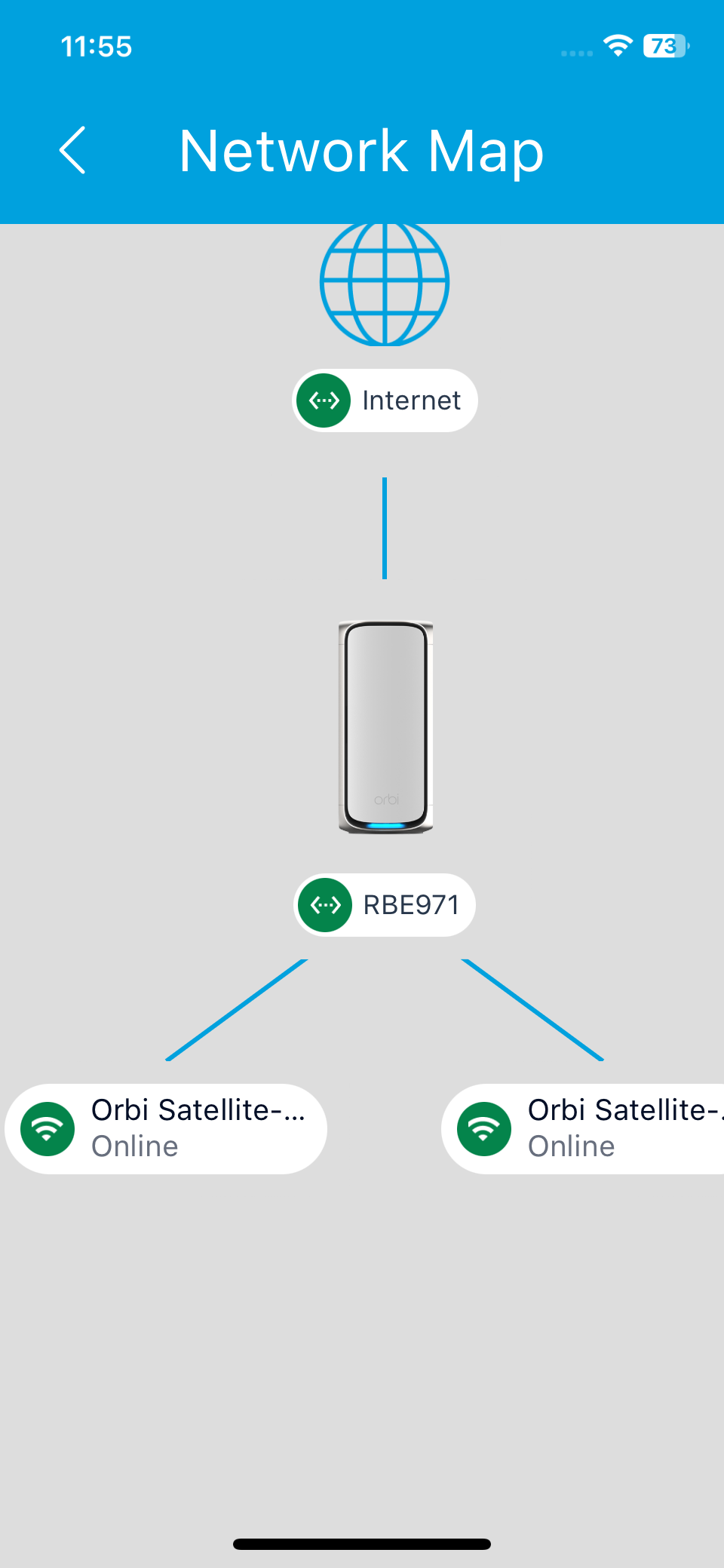 The Netgear Orbi 970 mesh Wi-Fi system software interface.