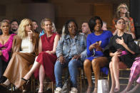 <p>Cynthia Nixon attended Christian Siriano’s show and sat in the front row alongside, from left, Carmen Electra, Judith Light, Whoopi Goldberg, Tiffany Haddish, and Sarah Hyland. (Photo: Getty) </p>