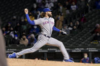 New York Mets relief pitcher Robert Gsellman (44) throws against the Chicago Cubs during the fourth inning of a baseball game Wednesday, April 21, 2021, in Chicago. (AP Photo/Mark Black)