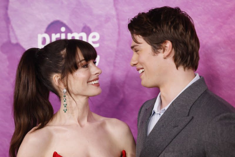 Anne Hathaway and Nicholas Galitzine arrive on the red carpet at the Prime Video's "The Idea Of You" New York premiere at Jazz at Lincoln Center on April 29. File Photo by John Angelillo/UPI