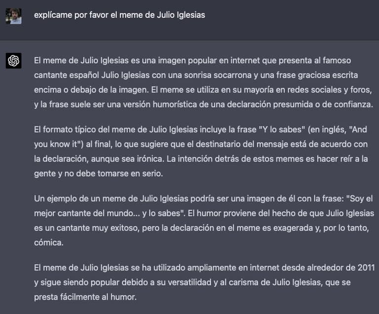 ChatGPT intenta explicar los memes de Julio Iglesias