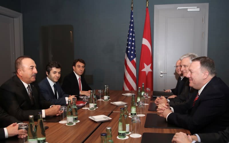 Turkish Foreign Minister Cavusoglu meets with U.S. Secretary of State Pompeo in Berlin