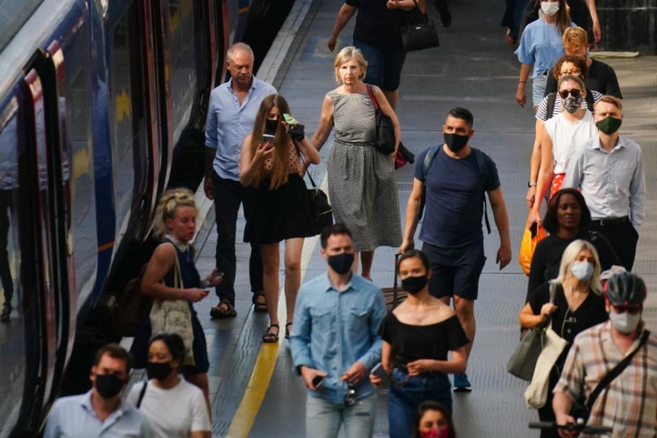 Figures show demand for rail travel has reached two-thirds of normal levels for the first time during the pandemic (PA) (PA Wire)