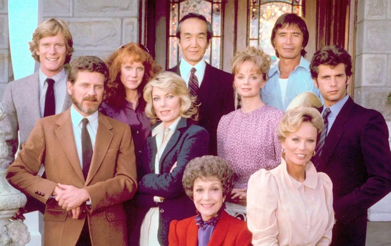 Susan Sullivan, center, and the cast of "Falcon Crest" from the '80s.