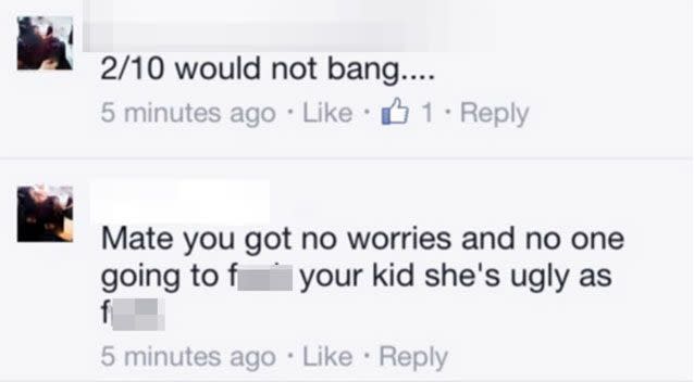 The mum was left distraught when she read comments about her young daughter.