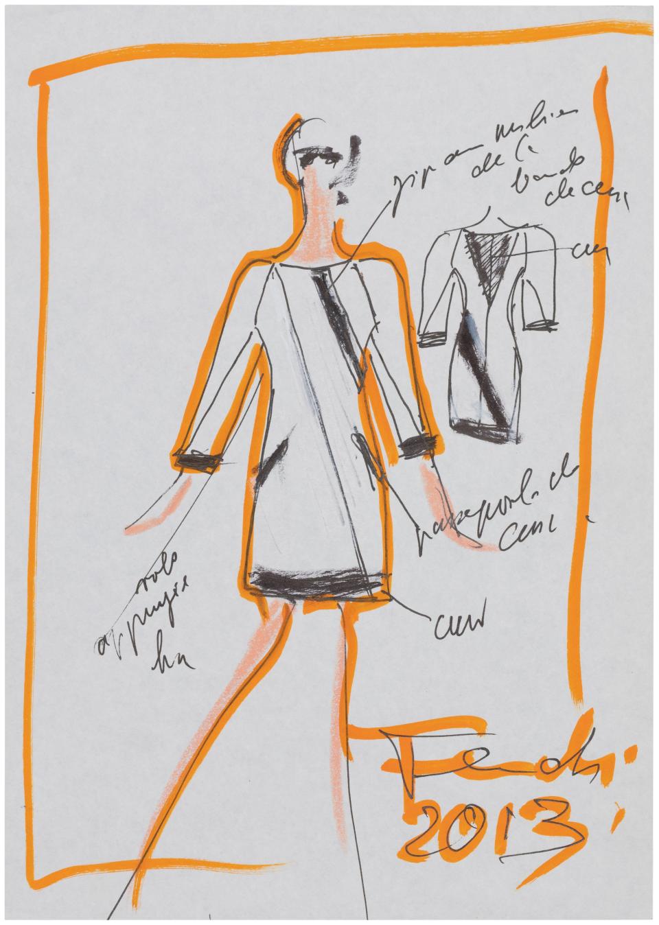 A Karl Lagerfeld illustration to be auctioned on July 6.