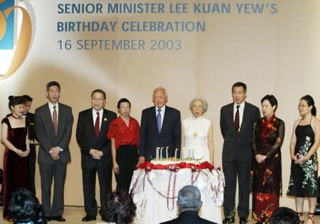 FILE PHOTO: LEE KUAN YEW AND HIS FAMILY CELEBRATE HIS 80TH BIRTHDAY IN SINGAPORE.