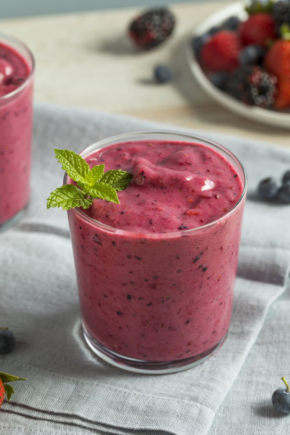 <p>Blend 1 cup frozen berries, 1/2 banana, and 8 ounces of low- or fat-free milk into a <a href="https://www.goodhousekeeping.com/food-recipes/healthy/g4060/healthy-smoothie-recipes/" rel="nofollow noopener" target="_blank" data-ylk="slk:smoothie;elm:context_link;itc:0;sec:content-canvas" class="link ">smoothie</a>. Grab 1 or 2 <a href="https://www.goodhousekeeping.com/food-recipes/cooking/tips/a19189/cooking-perfect-hard-boiled-eggs/" rel="nofollow noopener" target="_blank" data-ylk="slk:hard-boiled eggs;elm:context_link;itc:0;sec:content-canvas" class="link ">hard-boiled eggs</a> on your way out the door. </p><p><strong>RELATED: <a href="https://www.goodhousekeeping.com/food-recipes/healthy/g4060/healthy-smoothie-recipes/" rel="nofollow noopener" target="_blank" data-ylk="slk:25 Healthy Smoothie Recipes to Brighten Up Your Mornings;elm:context_link;itc:0;sec:content-canvas" class="link ">25 Healthy Smoothie Recipes to Brighten Up Your Mornings</a></strong></p>